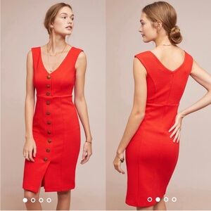 Anthropologie Maeve NWT red button front sleeveless dress knee length indie M